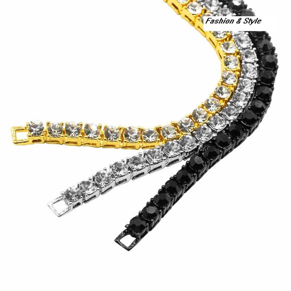 Men's 1 Row Silver 5mm Lab Diamond Tennis Bracelet - Picture 7 of 8